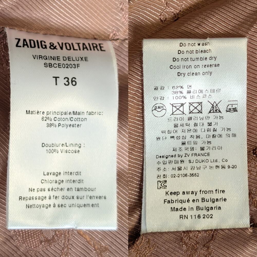 Zadig & Voltaire Deluxe Virginie Embossed Floral Gold Purple Blazer 36 Small - Picture 8 of 14